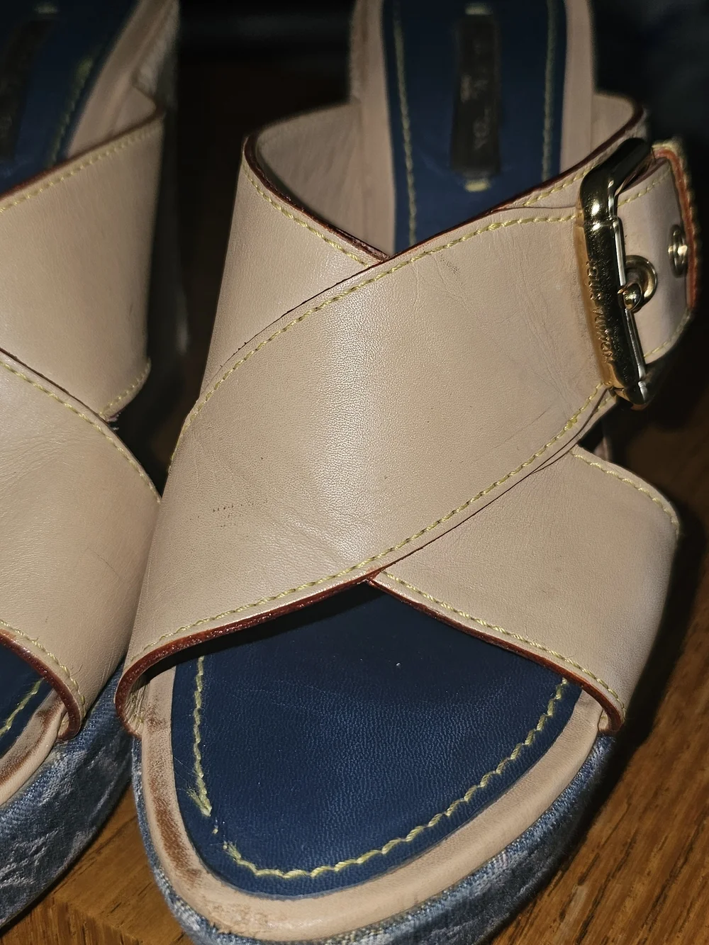 Louis Vuitton Denim Wedge Sandals - Picture 4 of 9